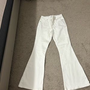 A really nice high rise flare white jeans